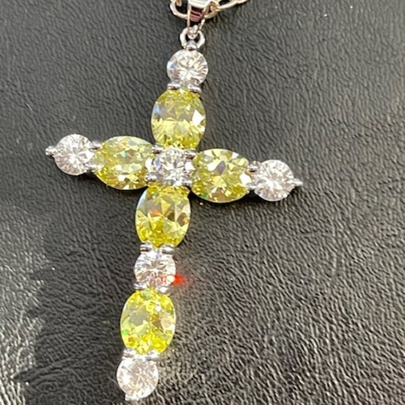 Vintage Suzanne Somers sterling silver necklace w/ cross set in cubic zirconias - Picture 2 of 7